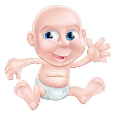 Happy cartoon baby waving