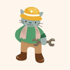 animal cat worker cartoon theme elements N22