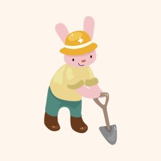 animal rabbit worker cartoon theme elements N20