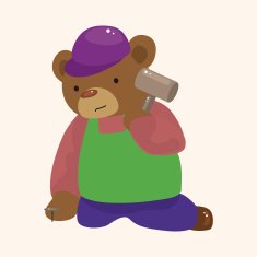 animal bear worker cartoon theme elements N32