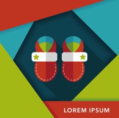 baby booties flat icon with long shadow N18