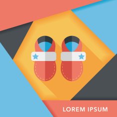 baby booties flat icon with long shadow N20