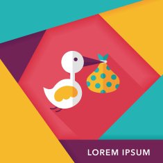 bird and baby flat icon with long shadow eps10 N15