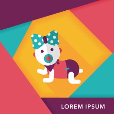 baby Rattle flat icon with long shadow eps10 N67