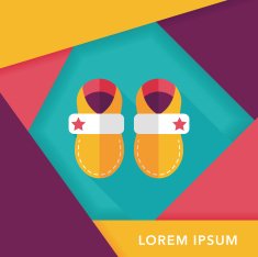 baby booties flat icon with long shadow N21