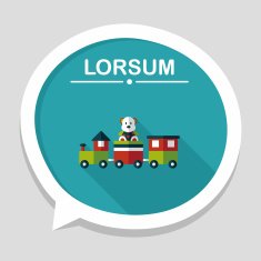Train toy flat icon with long shadow EPS 10 N23