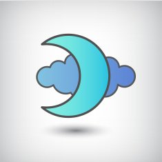 vector moon and cloud icon isolated