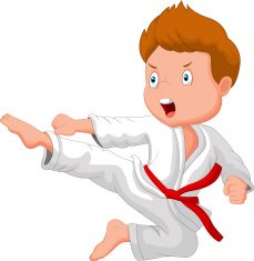 Little boy cartoon training karate N2