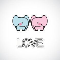 Cute elephant in love