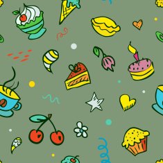 Vector seamless background with sweets