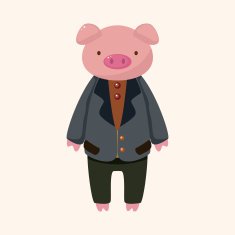 animal pig worker cartoon theme elements N21