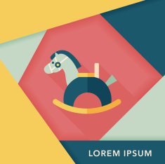 horse toy flat icon with long shadow eps10 N19