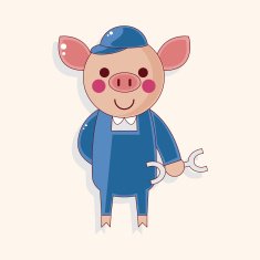 animal worker cartoon theme elements N68