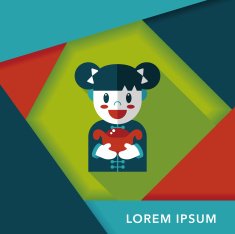 Chinese New Year girl flat icon with long shadow eps10 N26