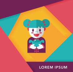 Chinese New Year girl flat icon with long shadow eps10 N27