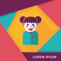 Chinese New Year girl flat icon with long shadow eps10 N30