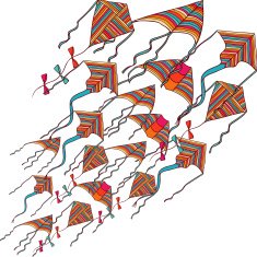 Vector kites for your design Hand drawn illustration