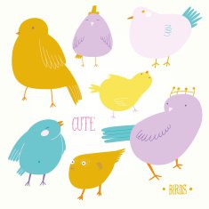 Cute set of cartoon birds