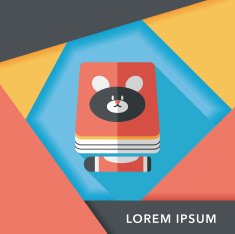 crayons drawing and book flat icon with long shadow eps10 N11