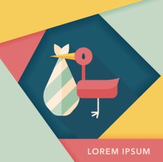 bird and baby flat icon with long shadow eps10 N17