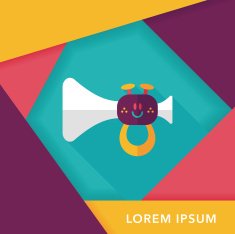 trumpet or horn toy flat icon with long shadow eps10 N11