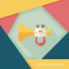 trumpet or horn toy flat icon with long shadow eps10 N12
