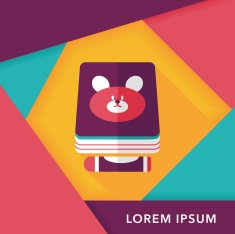crayons drawing and book flat icon with long shadow eps10 N12