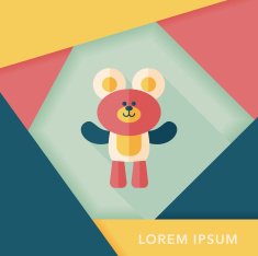 teddy bear flat icon with long shadow eps10 N16