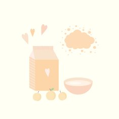 Vector illustration with yoghurt and apricots on a table