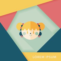 Chinese New Year girl flat icon with long shadow eps10 N38