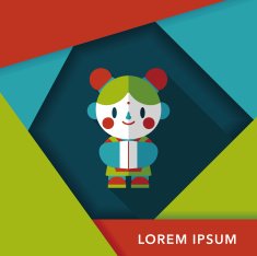 Chinese New Year girl flat icon with long shadow eps10 N42