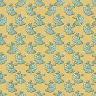 Vintage vector seamless pattern with cartoon rabbits