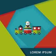 Train toy flat icon with long shadow EPS 10 N25