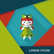 girl doll toy flat icon with long shadow eps 10 N39