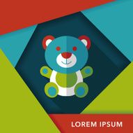 teddy bear flat icon with long shadow eps 10 N4