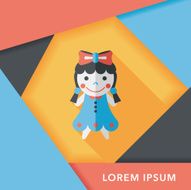 girl doll toy flat icon with long shadow eps 10 N40