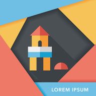 brick house flat icon with long shadow eps10 N11