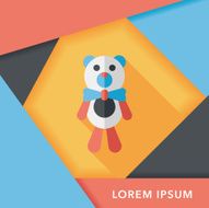 teddy bear flat icon with long shadow eps10 N18