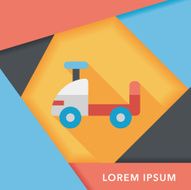 toy car flat icon with long shadow eps10 N34