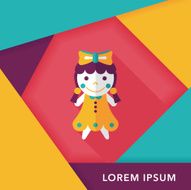 girl doll toy flat icon with long shadow eps 10 N41