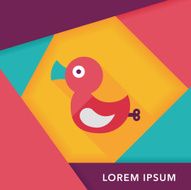 Duck toy flat icon with long shadow eps 10 N23