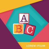 ABC blocks flat icon with long shadow eps10 N11