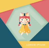 girl doll toy flat icon with long shadow eps 10 N42