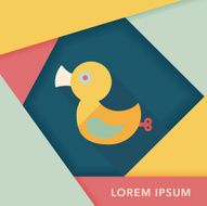 Duck toy flat icon with long shadow eps 10 N24