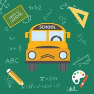 Back to School Vector Illustration yellow school bus