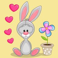 Bunny with heart and flower