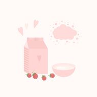 Vector illustration with yoghurt and berries on a table N3