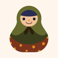 Matryoshka Russian traditional wooden doll vector pattern fl N30