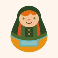 Matryoshka Russian traditional wooden doll vector pattern fl N31