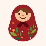 Matryoshka Russian traditional wooden doll vector pattern fl N32